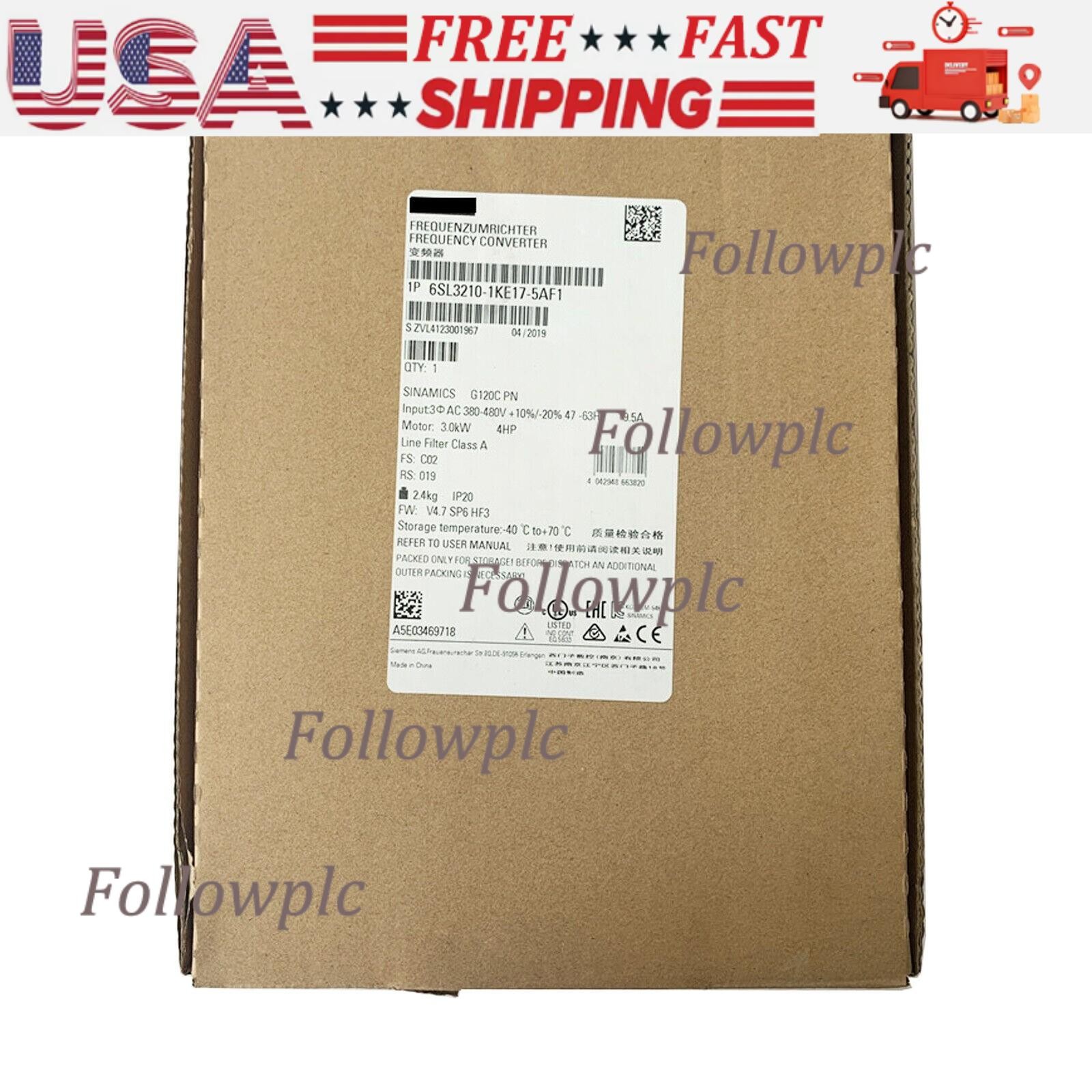 New Siemens 6SL3210-1KE17-5AF1 6SL3 210-1KE17-5AF1 G120C RATED POWER 3,0KW