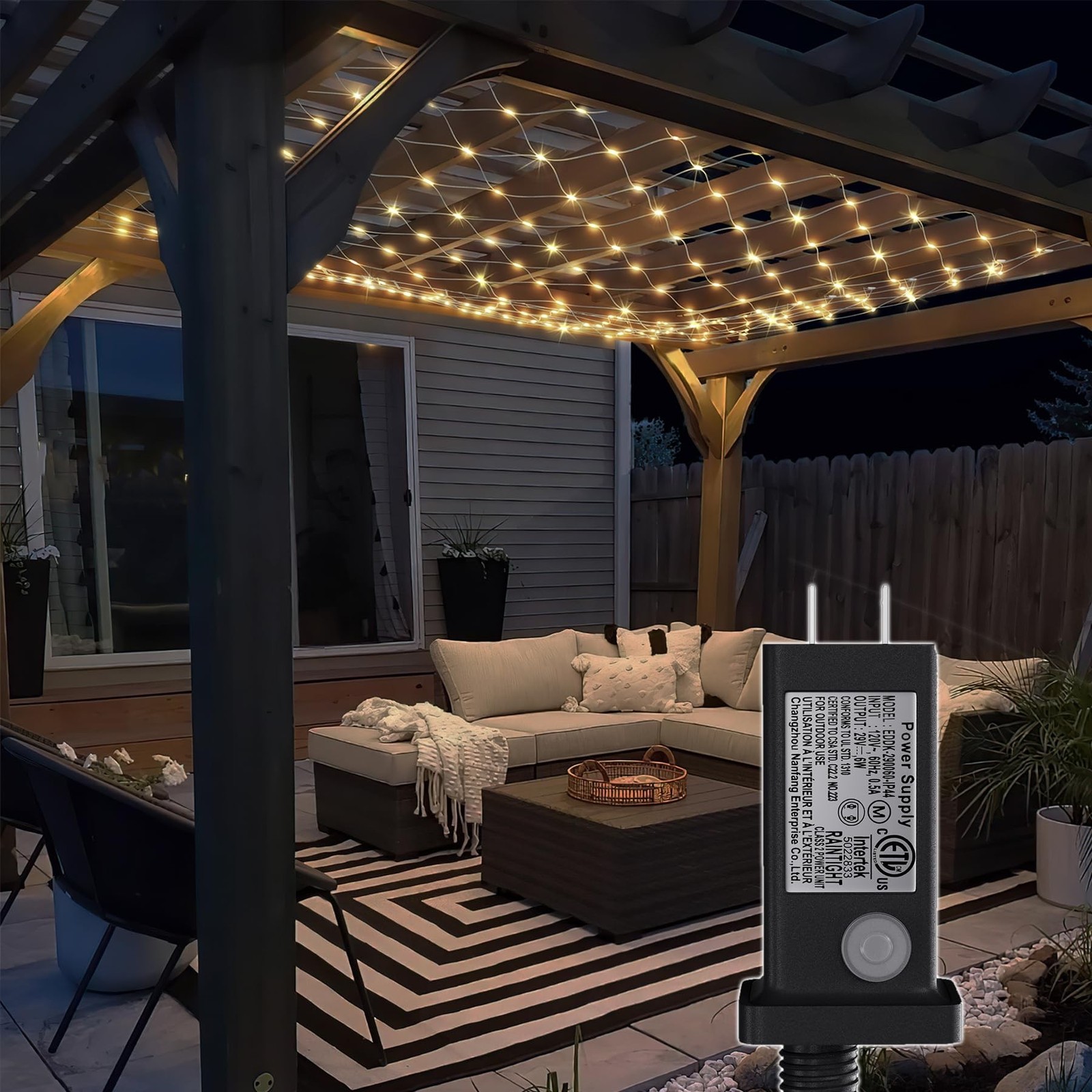 Eueasy LED Lights Outdoor Fairy Lights Chandelier - 360L Gazebo Net Lights wi...