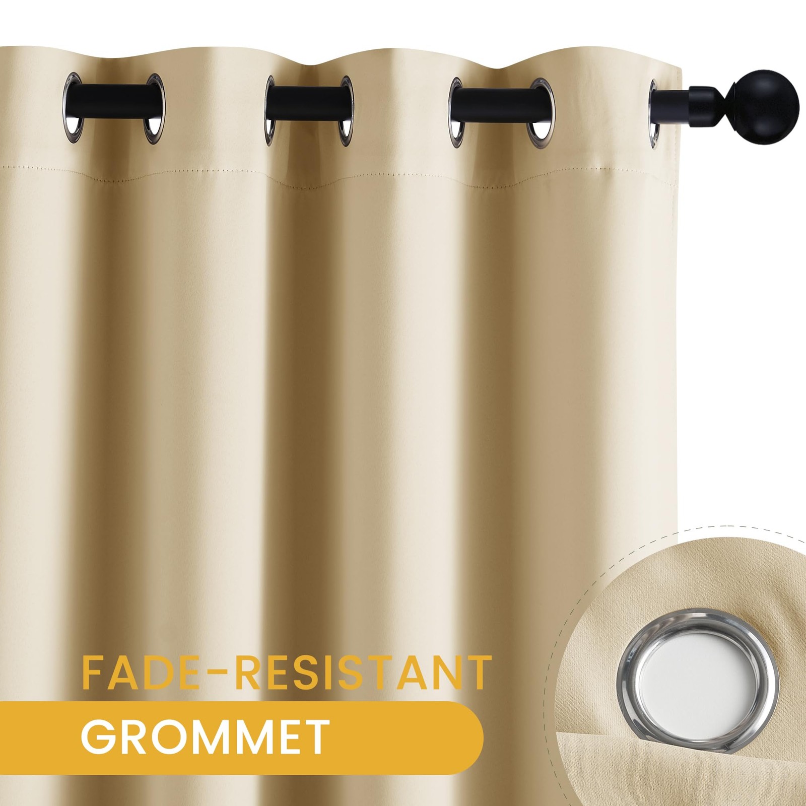 RYB HOME 2 Panels Fade Resistant Outdoor Curtains for Patio Waterproof Block Sun
