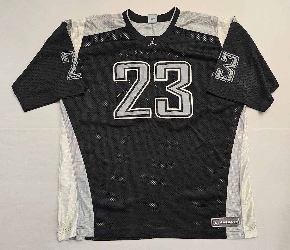 Air Michael Jordan Brand #23 Jumpman Black Grey White Football Jersey 2XL