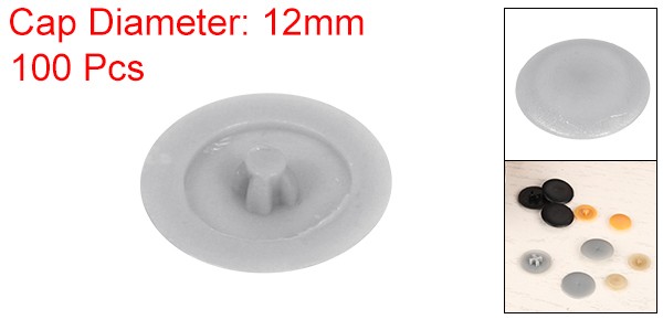 100Pcs, Screw Cap Covers 12mm Plastic Screw Decorative Caps Light Gray
