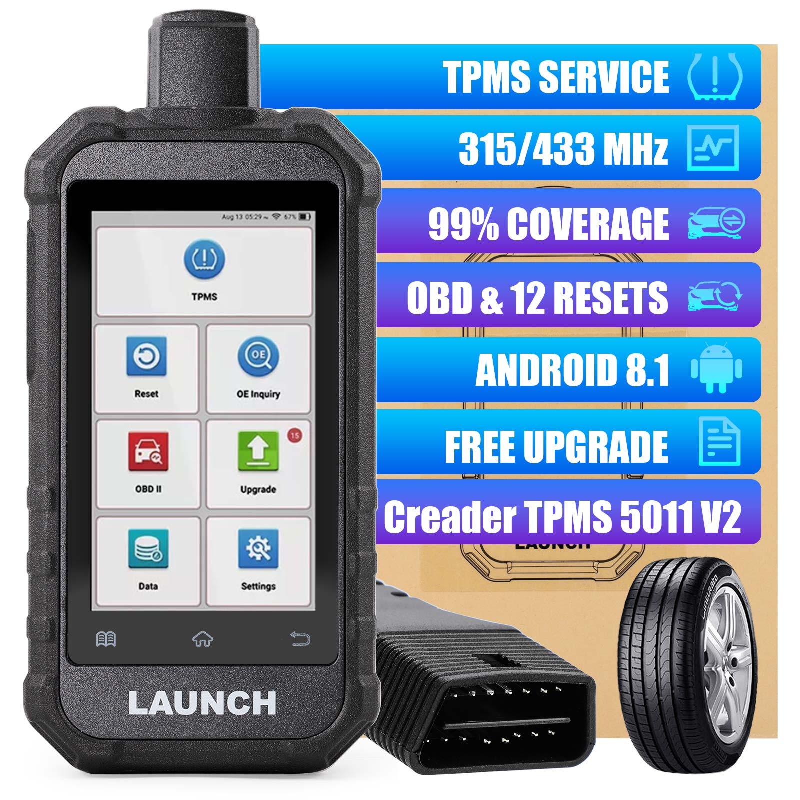 LAUNCH Creader TPMS 5011 V2 TPMS Sensor Activation/Reading/ Diagnosis/Learning