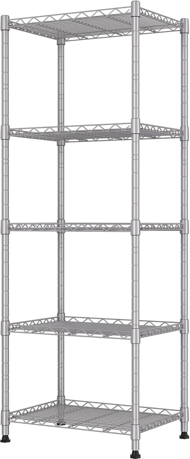 Simple Deluxe Heavy Duty 4-Shelf Shelving Unit 16.6L x 11.8W x 53.5H Chrome Plat