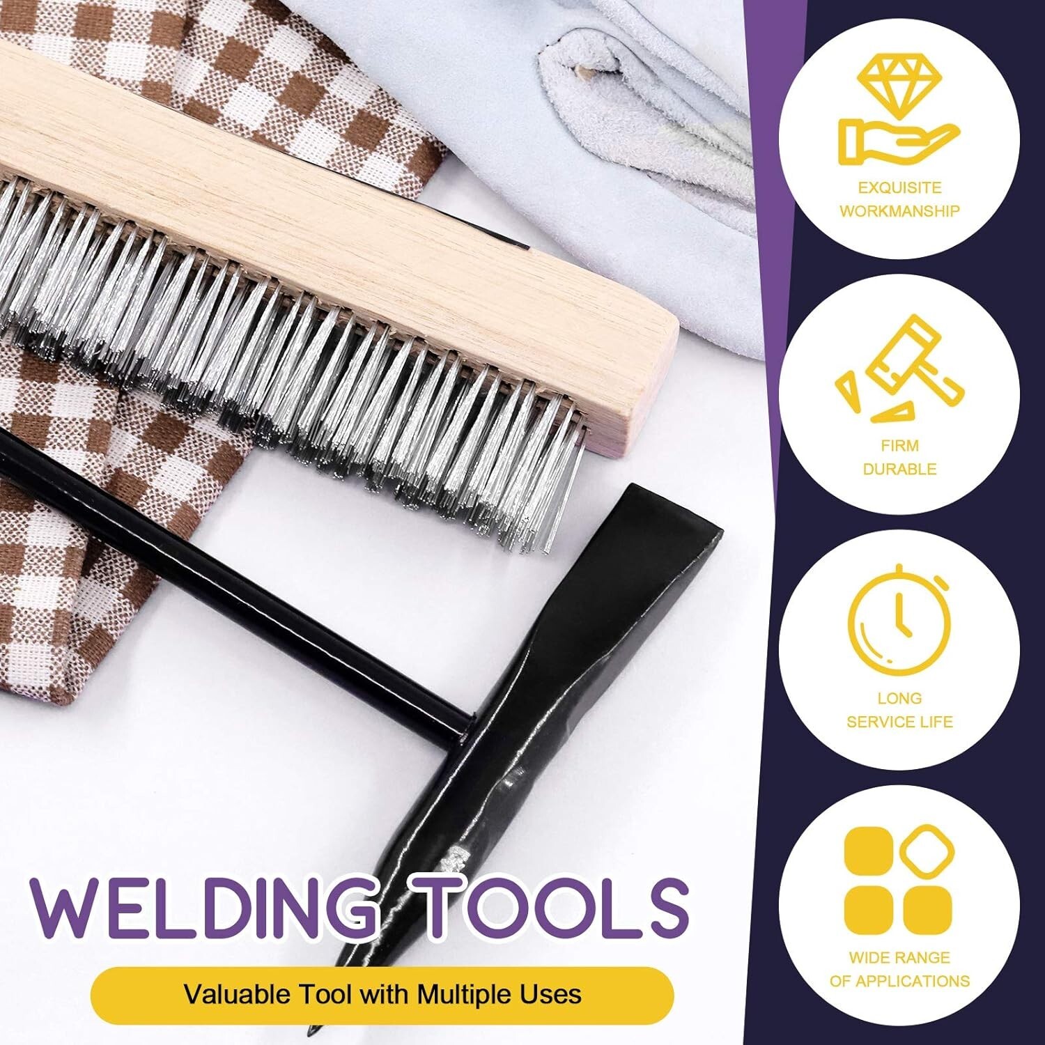 Welding Essentials Set: 10 Inch Brush, Chipping Hammer & Gloves for Efficiency