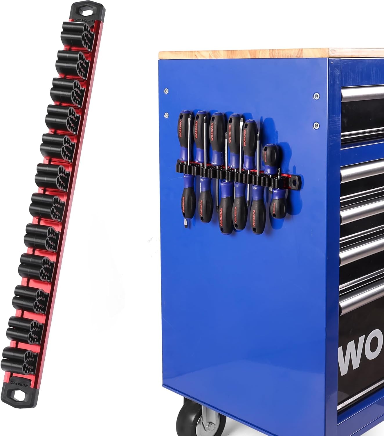 WORKPRO Magnetic Screwdriver Organizer and Wrench Organizer, Aluminum Rail...