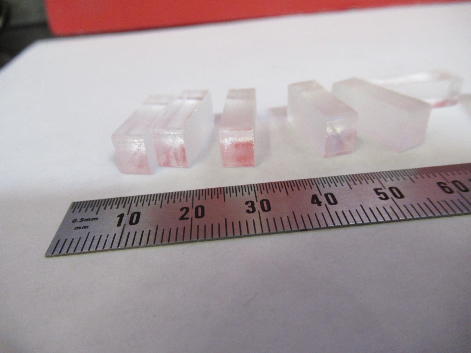 LOT 10 EA OPTICAL GLASS PREFORMS RECTANGULAR OPTICS AS PICTURED MIL SPEC X1-B-26
