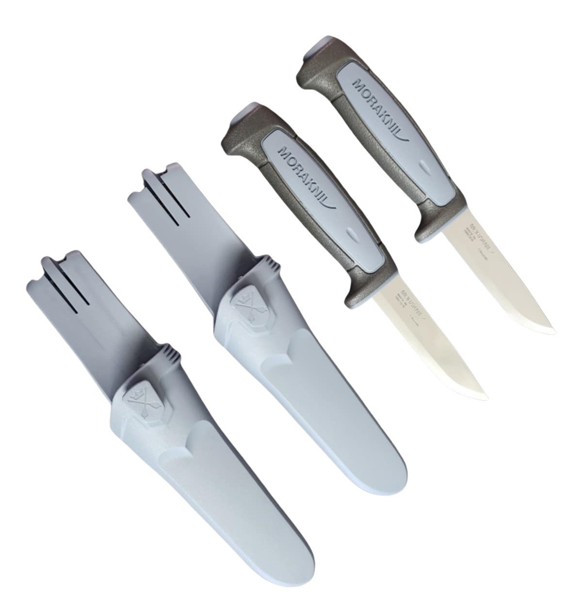 Lot of 2 Mora Morakniv Basic 511 8" Carbon Steel Blue/Gray Camp Knife