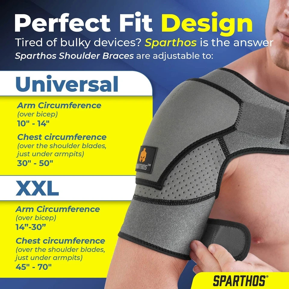 Sparthos Shoulder Brace - Adjustable Support Sleeve for Torn Rotator Cuff, AC Jo