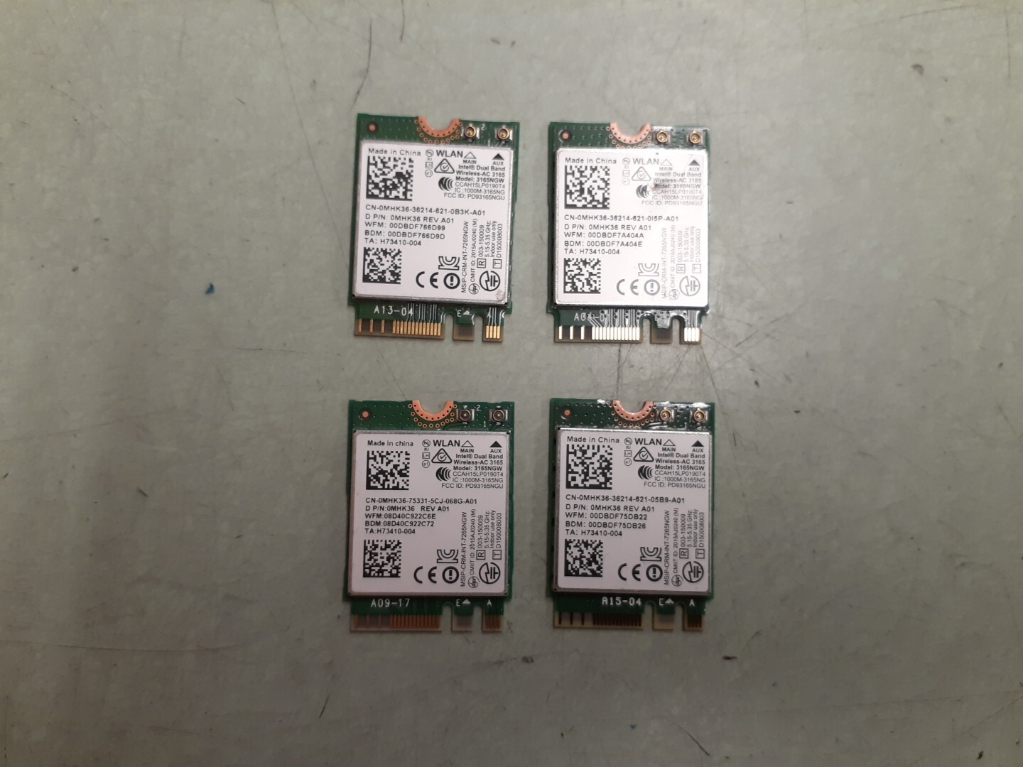(4) Genuine Dell Wireless WIFI Bluetooth Card 3165NGW M.2 MHK36 0MHK36