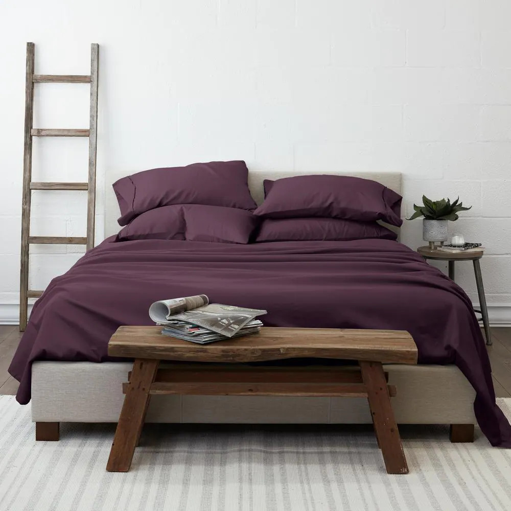 6-Piece Purple Solid Microfiber Twin XL Sheet Set Free Shipping New