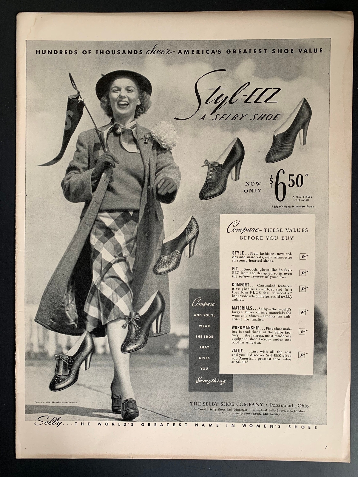 Vintage 1939 Selby Shoe Company Ad