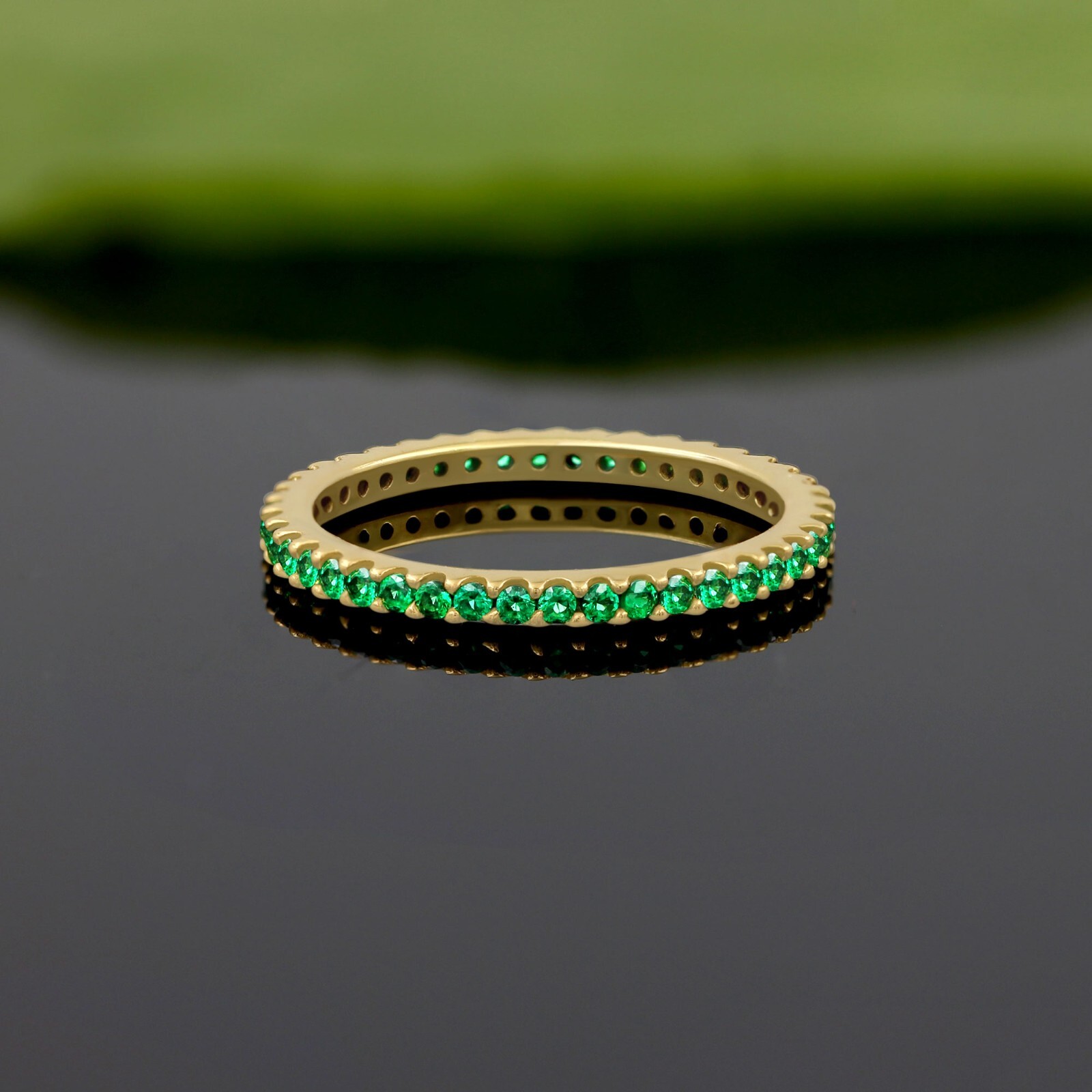 18K Yellow Gold Plated Lab Created Sapphire/Ruby/Emerald Stackable Dainty Ring