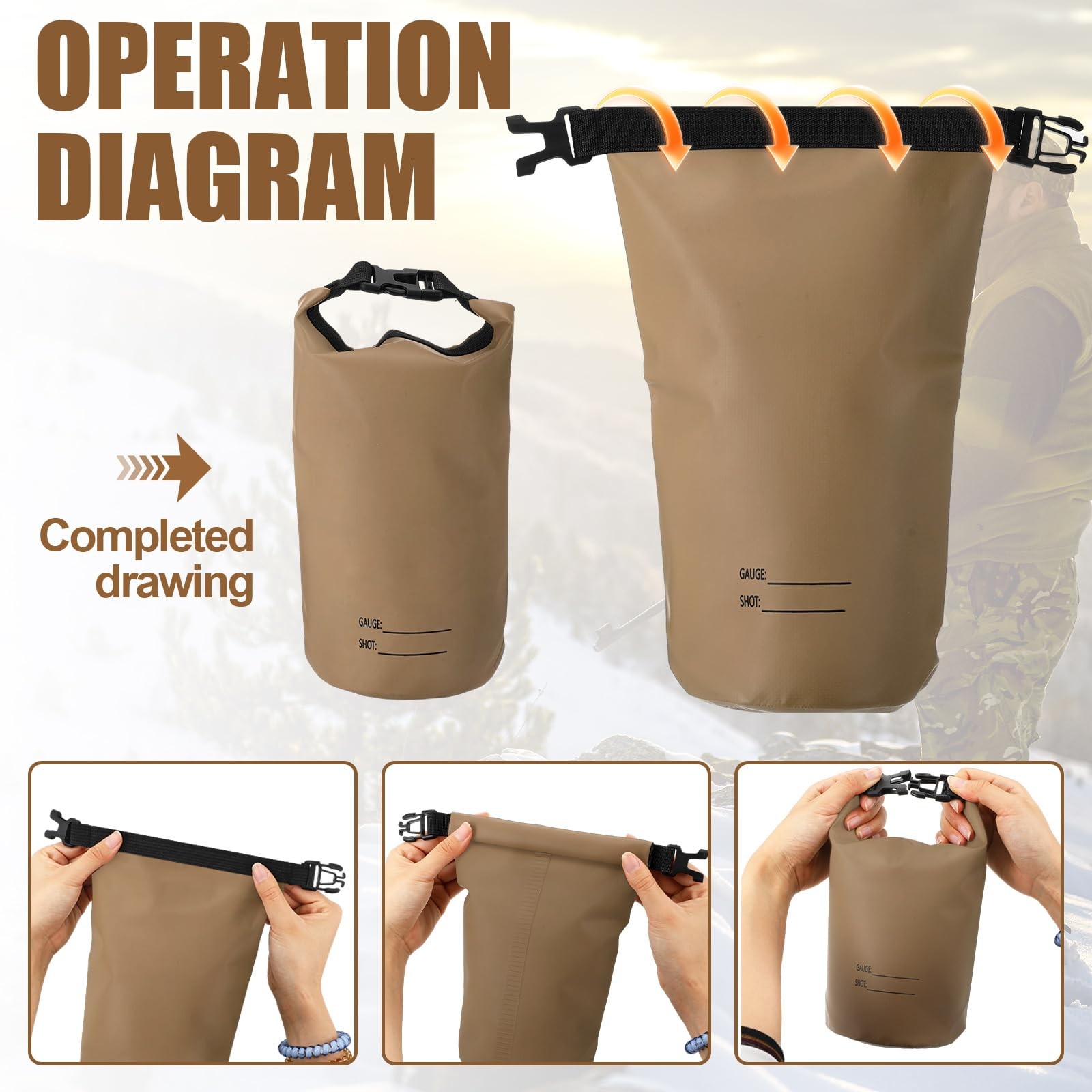 2 Pack Shell Pouch 2 L Waterproof Shotgun Shell Bag Arc Welded Dry Ammo Pouch...