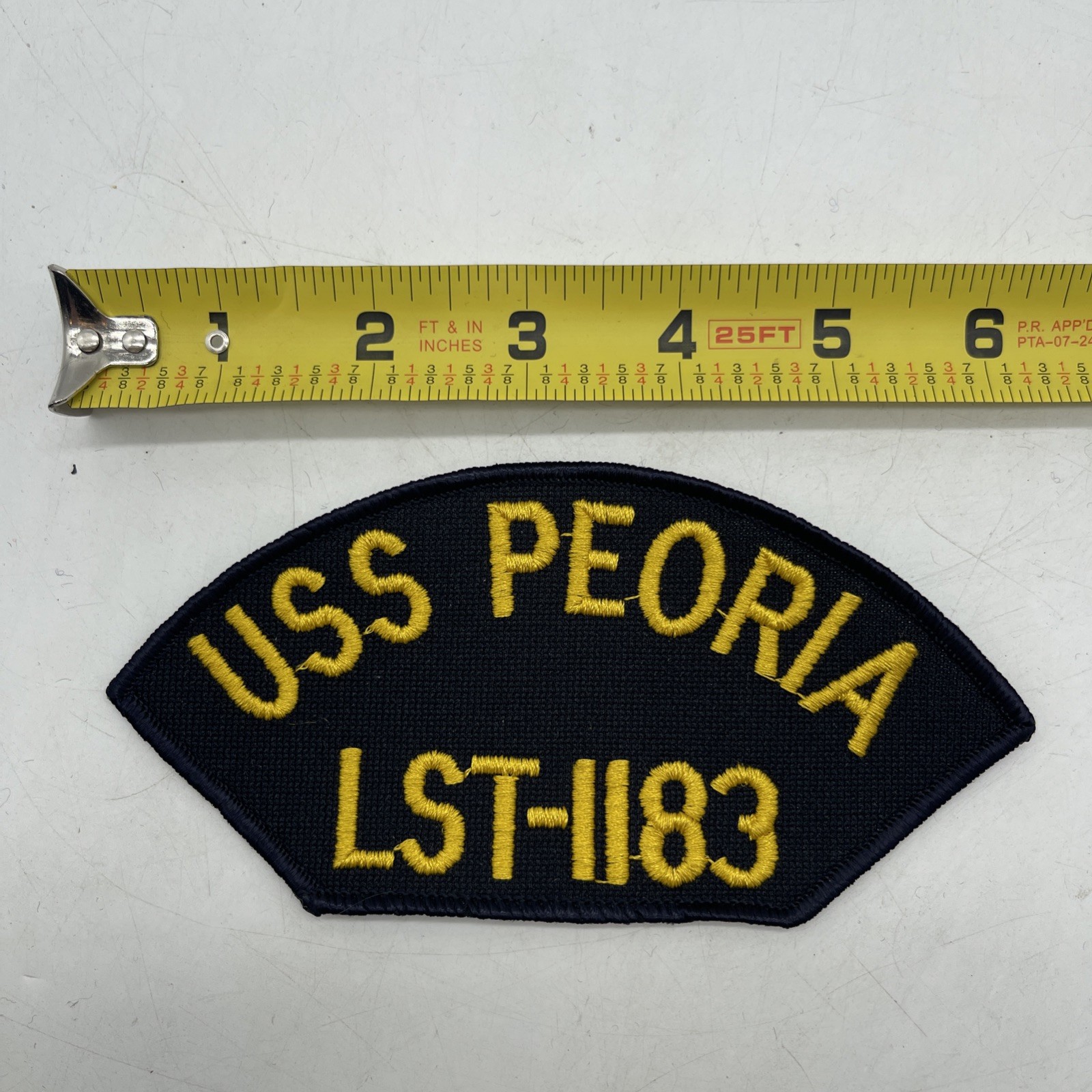 Vintage U.S. Navy USS PEORIA LST-1183 Naval Ship Patch Cap Shoulder Patch 6”x3”