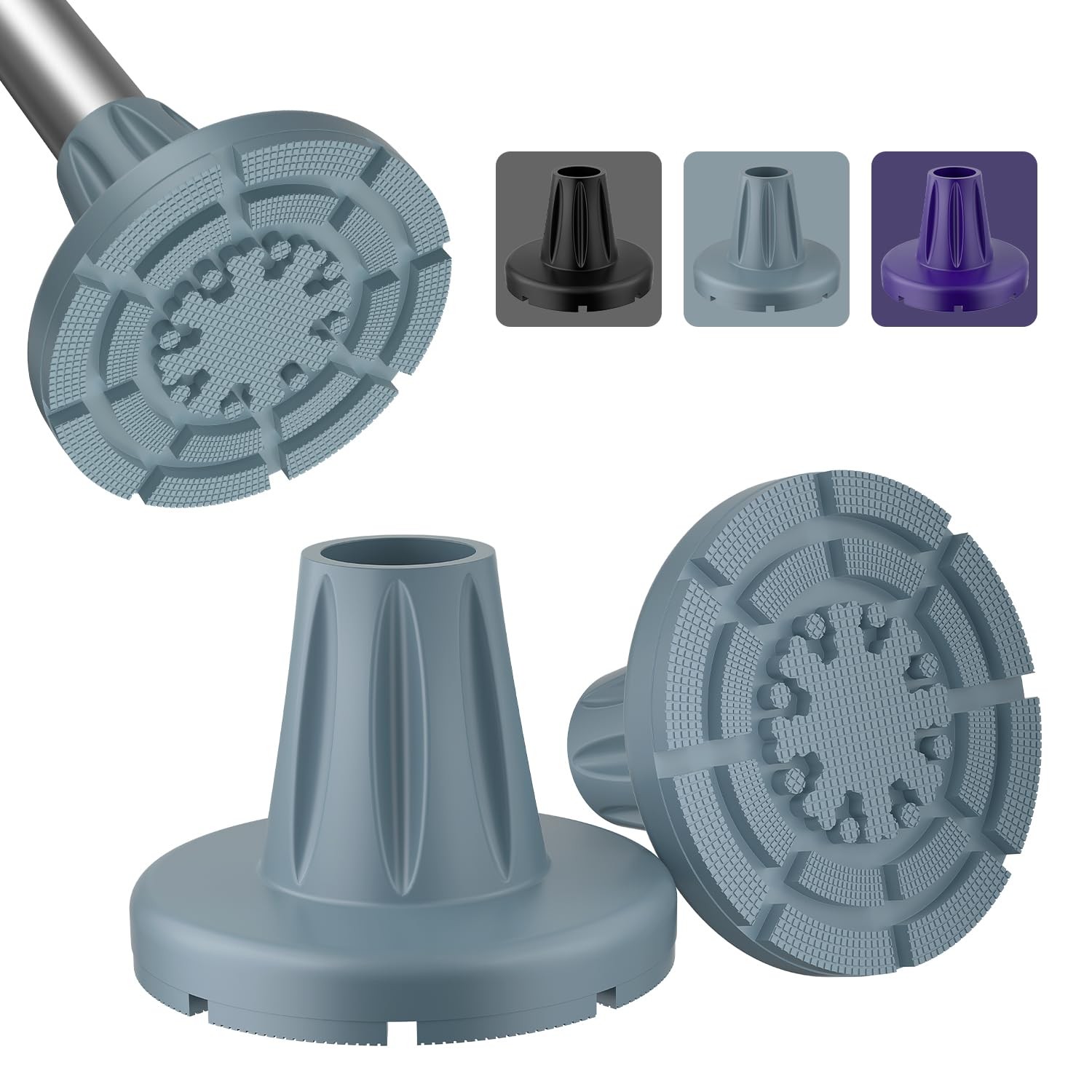 Crutch Tips 7/8 in (22 mm), Anti-Slip Rubber Tips All Terrain, Heavy Duty Ext...