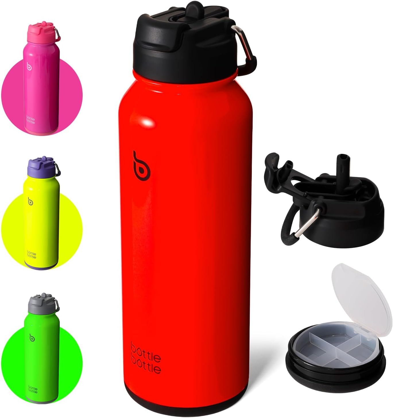 40 Oz Sports Water Bottle Stainless Steel Insulated Water Bottle with Straw and