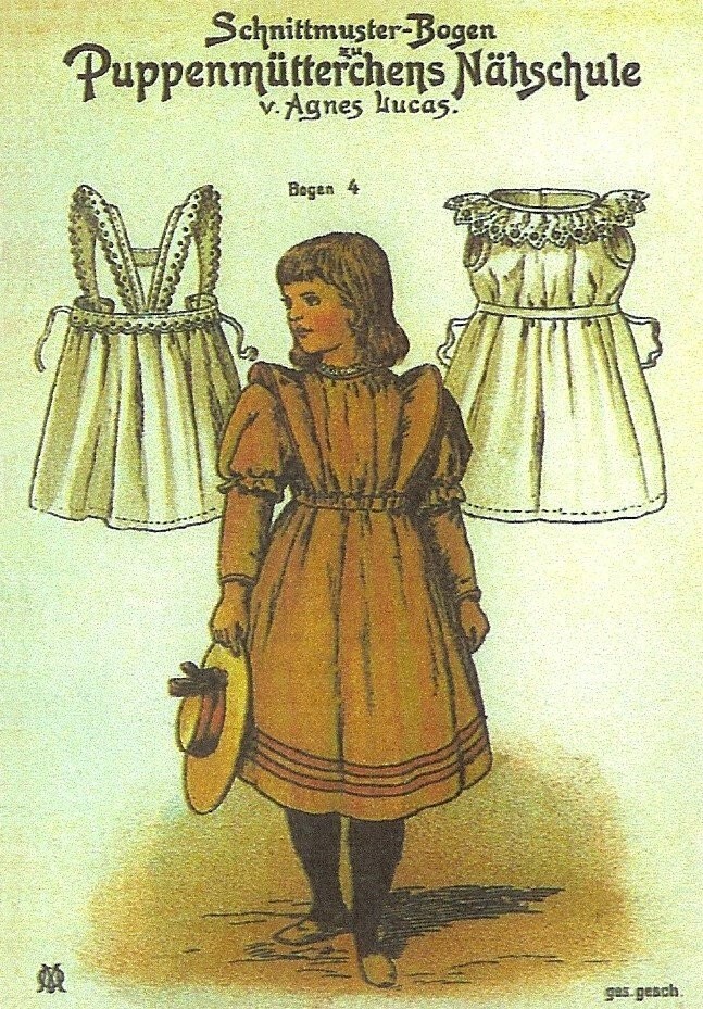 9" & 11" Doll Clothes Patterns, Antique Agnes Lucas German Doll Clothes Pattern