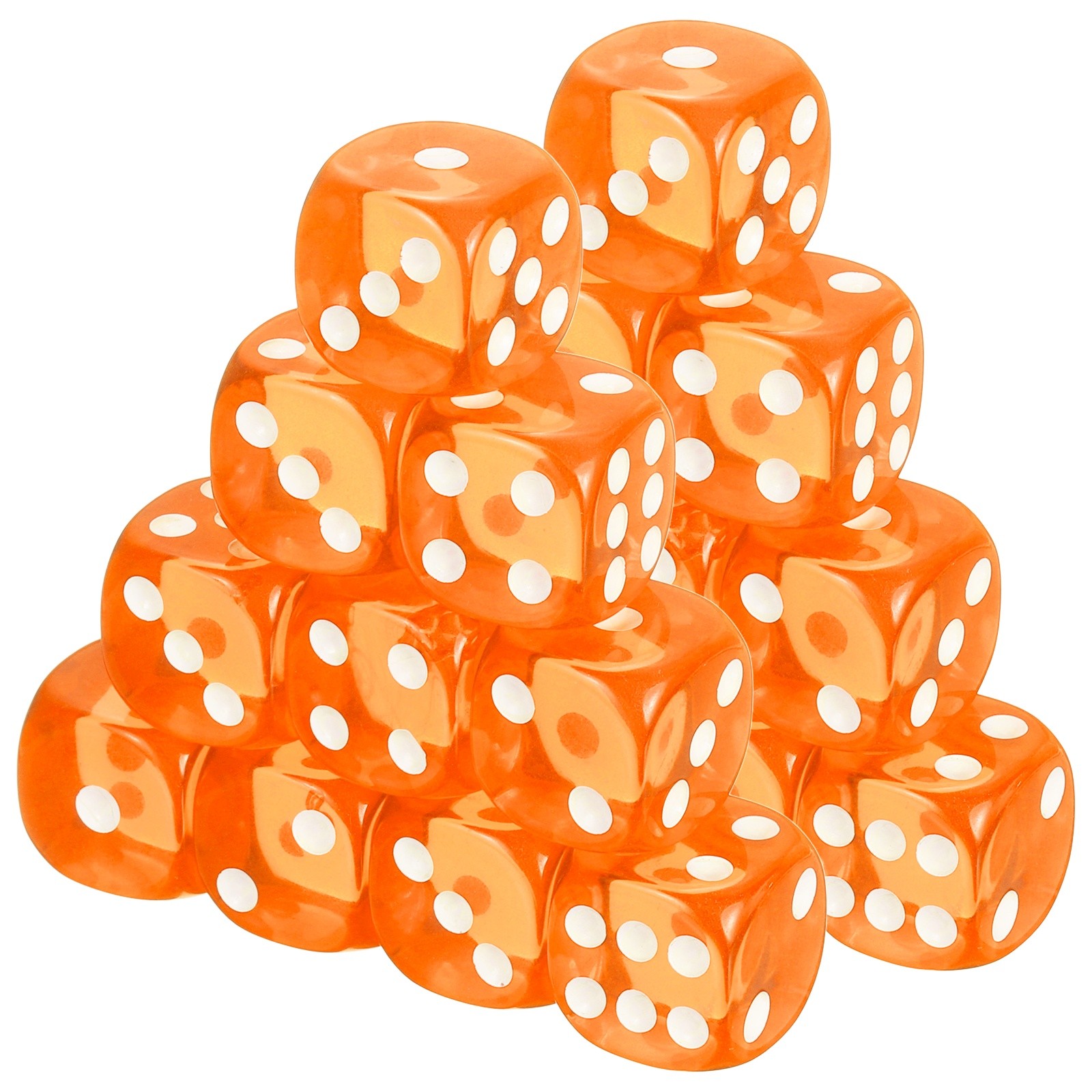 50Pcs Translucent Polyhedral Dice 16mm Square Dice W Rounded Edge, Orange