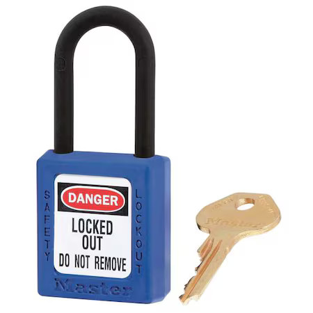 Master Lock 406Kas6blu Lockout Padlock, Keyed Alike, Thermoplastic, Blue, 1 1/2