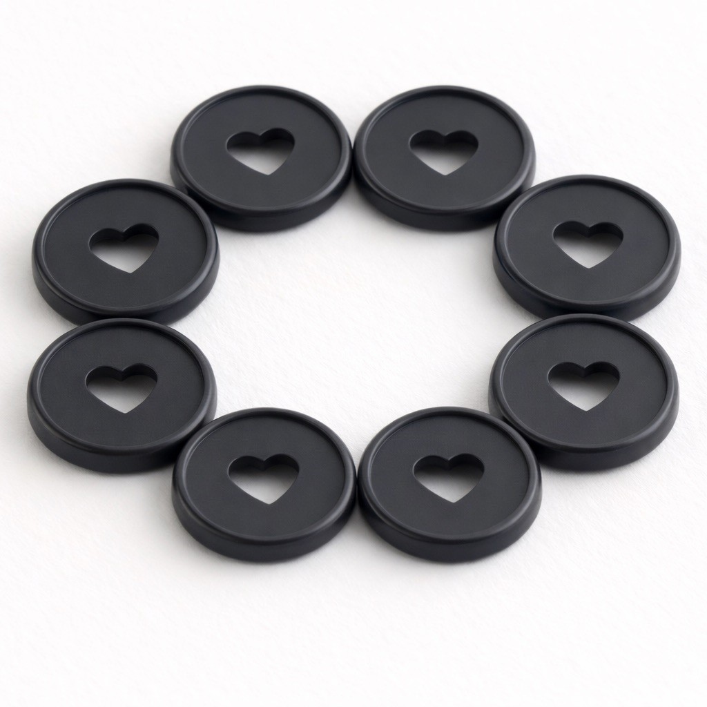 Mini Discbound Planner Discs Charcoal Grey Plastic Heart Cutout Set of 8