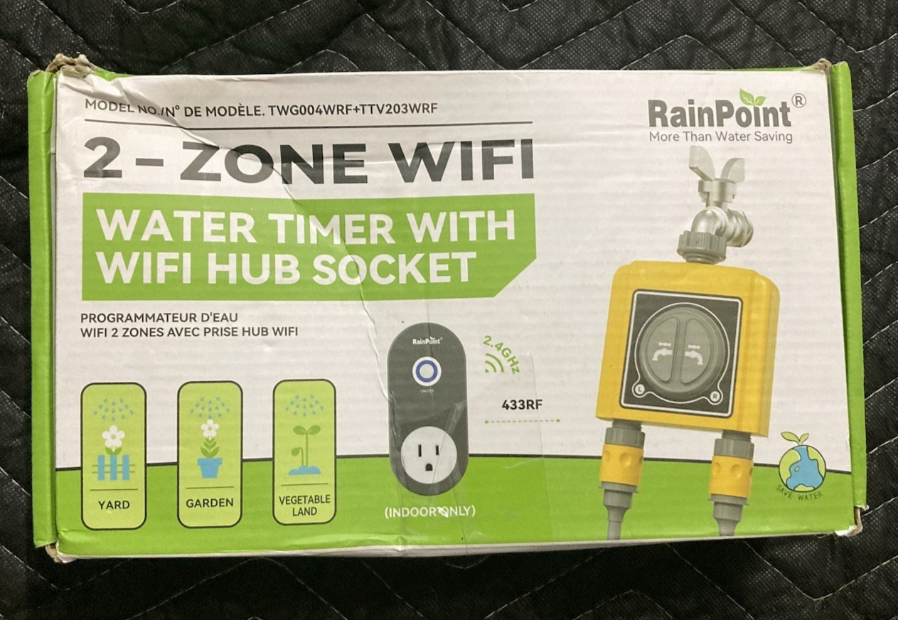 RainPoint 2-Zone WiFi Water Timer With Wifi Hub Socket