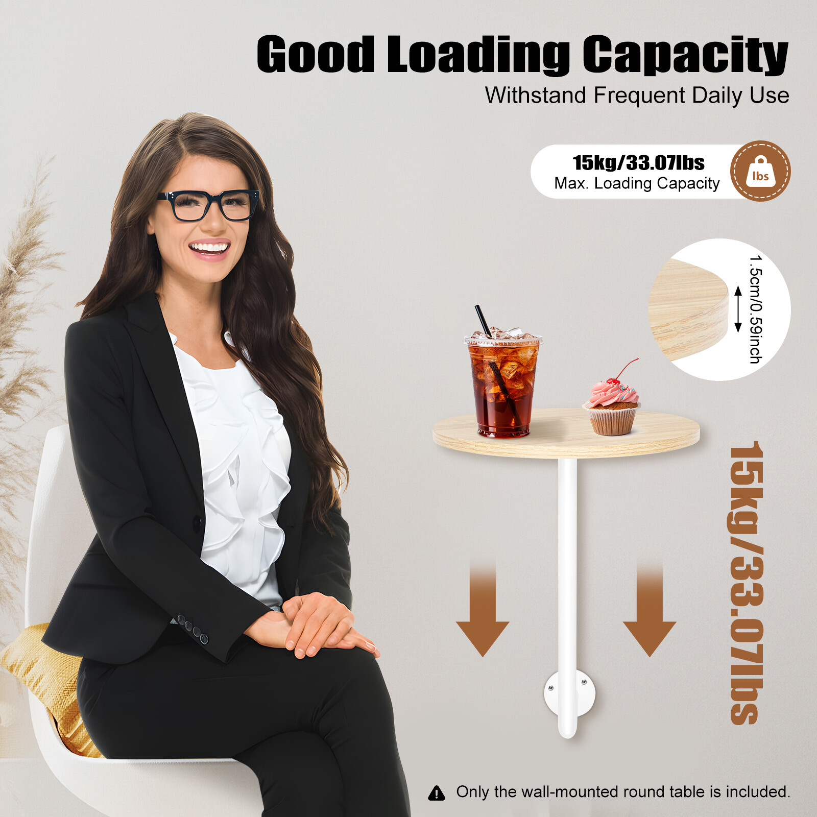 Wall-Mounted Round Table for Coffee Shops and Milk Tea Stores