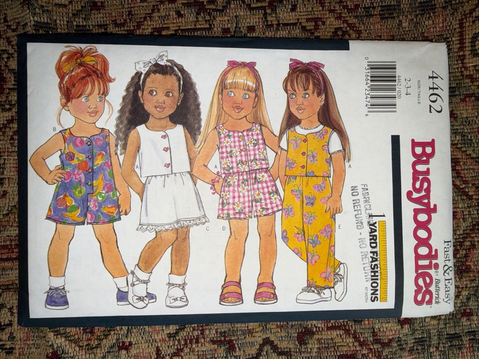 Butterick Busybodies pattern 4462 Toddler top shorts pants Romper uncut 2-3-4 UC