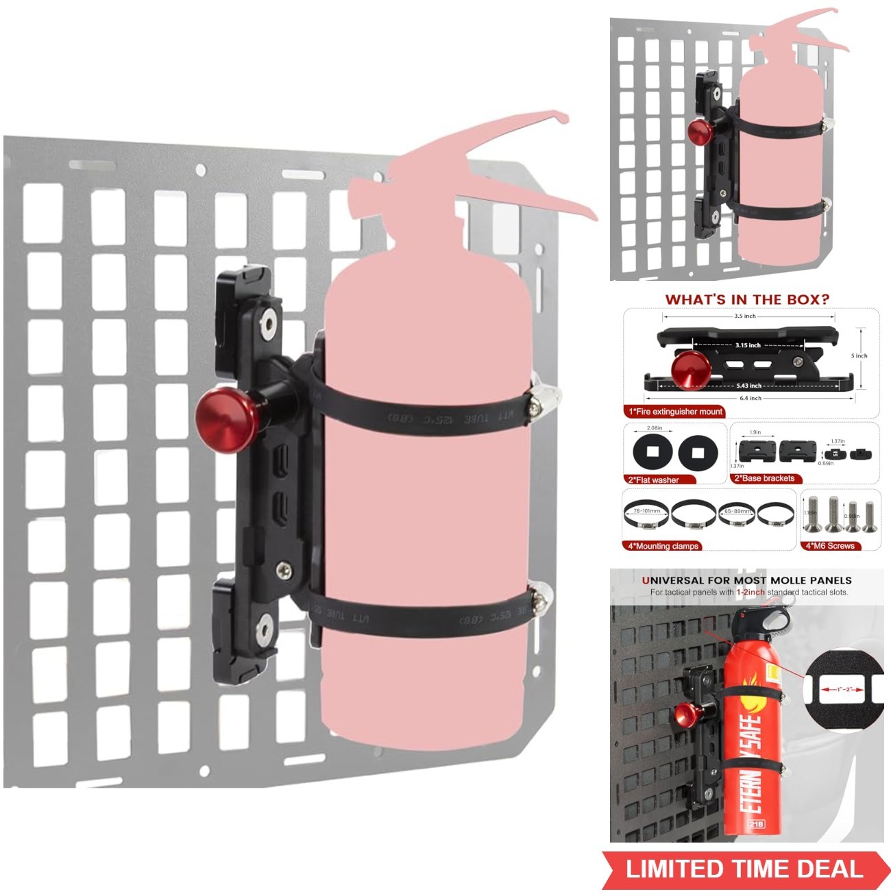 CNC Aluminum Quick Release Fire Extinguisher Mount Molle Panel, Fire Extinguishe
