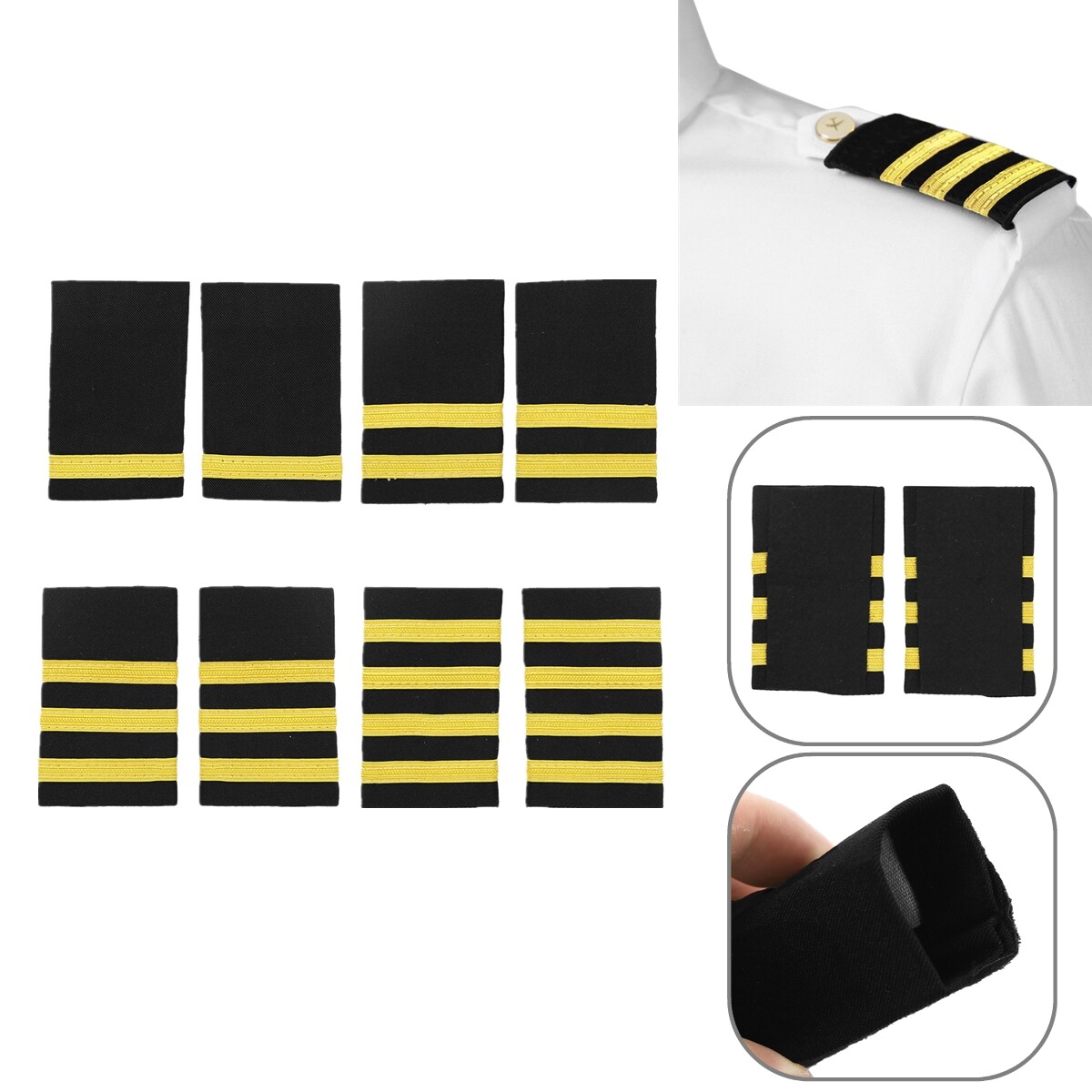 1 Pairs Professional Pilot Uniform Epaulets Pilot Epaulette Sliders