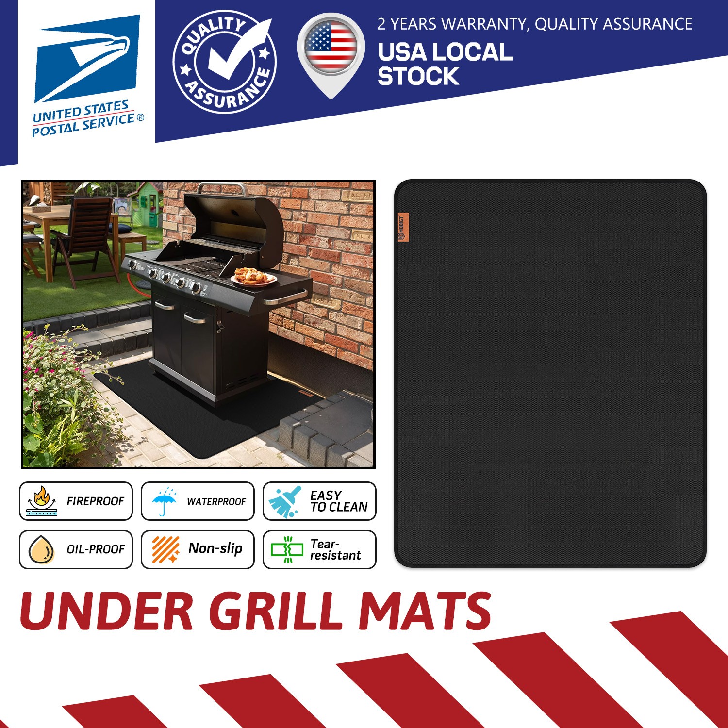 48 x 60 Inches under Grill Mats for Outdoor Grill, Double-Sided Fireproof Deck