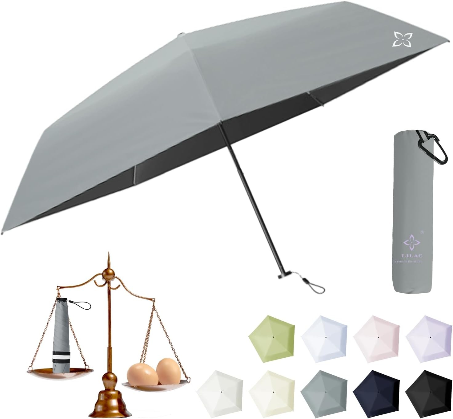 Mini Compact Travel Umbrella, 3.7Oz Ultralight Carbon Fiber UPF 50+ UV Protectio