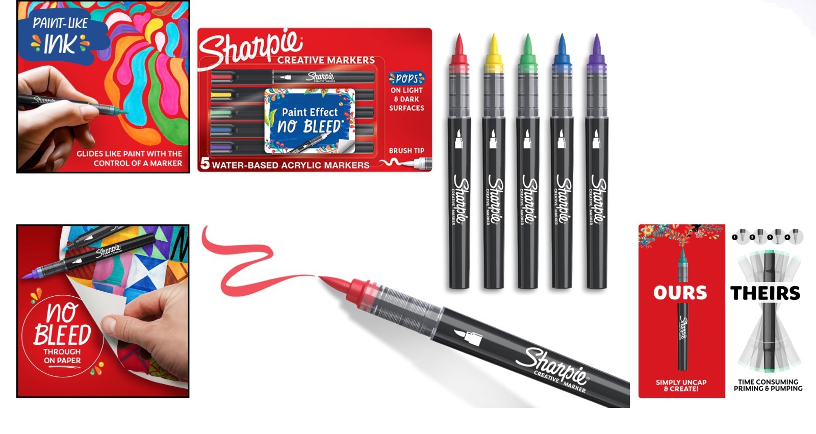 Multicolor Brush Tip Markers - Water-Based Acrylic for Creative Masterpieces