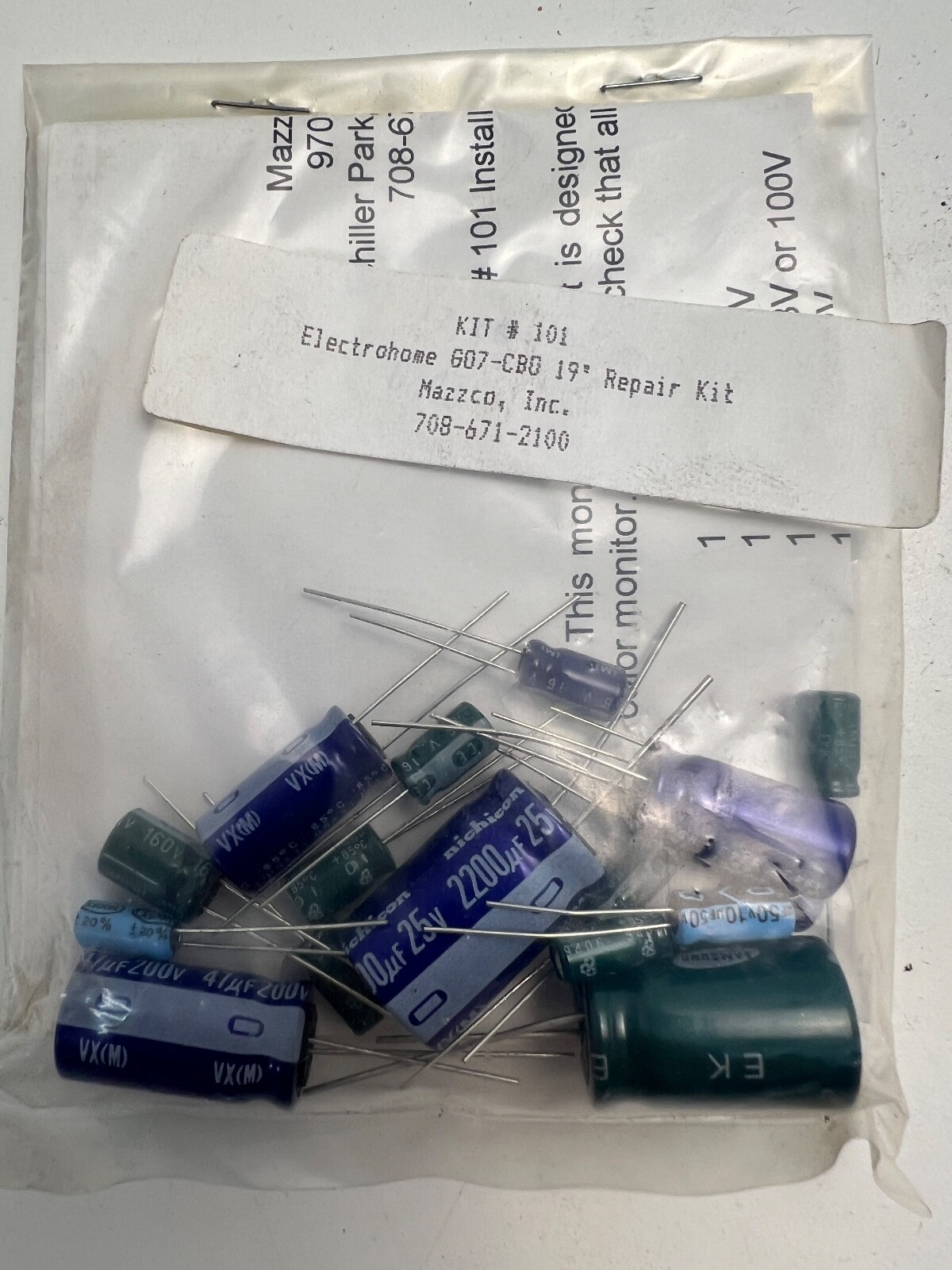 Electrohome G07-CB0 Repair/Cap Kit- New