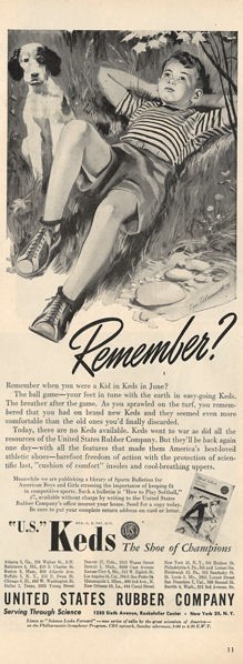 1945 U.S. Rubber PRINT AD Keds Vintage Children's Shoe Boy and his Dog