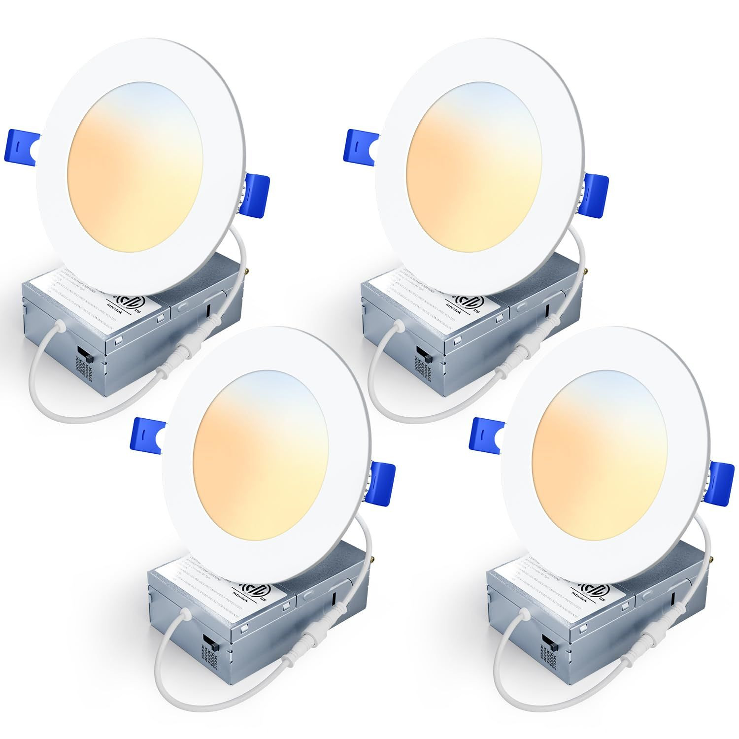 Veriligt 4 Inch LED Recessed Light, 5CCT, 750LM, 9W, 4 4 Pack, White-4