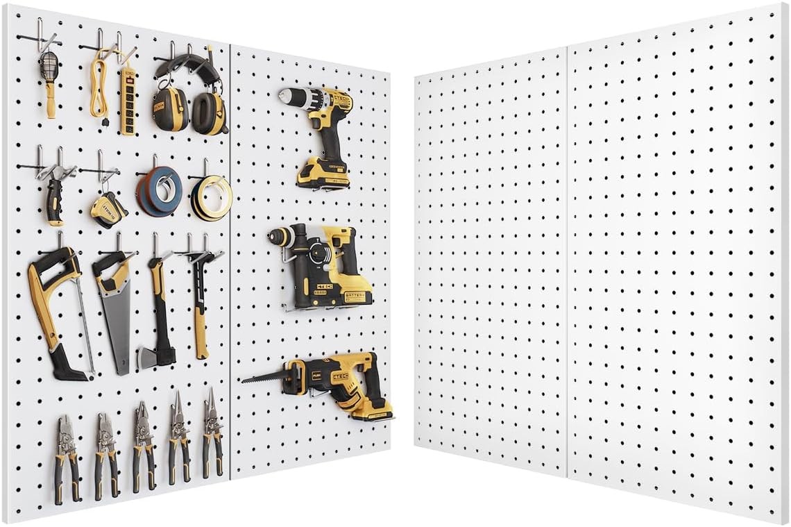 Metal Pegboard Wall Organizer System, 12x24 in Heavy-Duty Steel Peg Board with 3