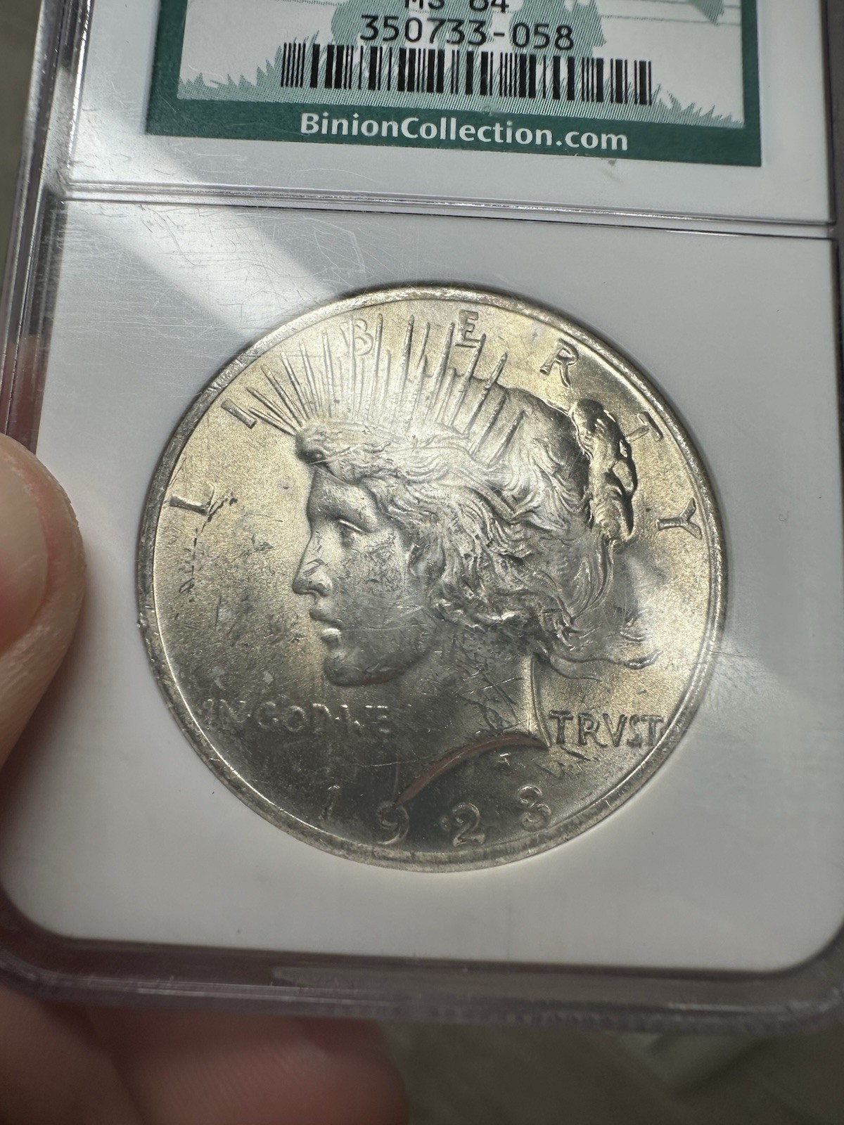 1923 $1 Peace Dollar Binion Hoard Collection MS64 Rare