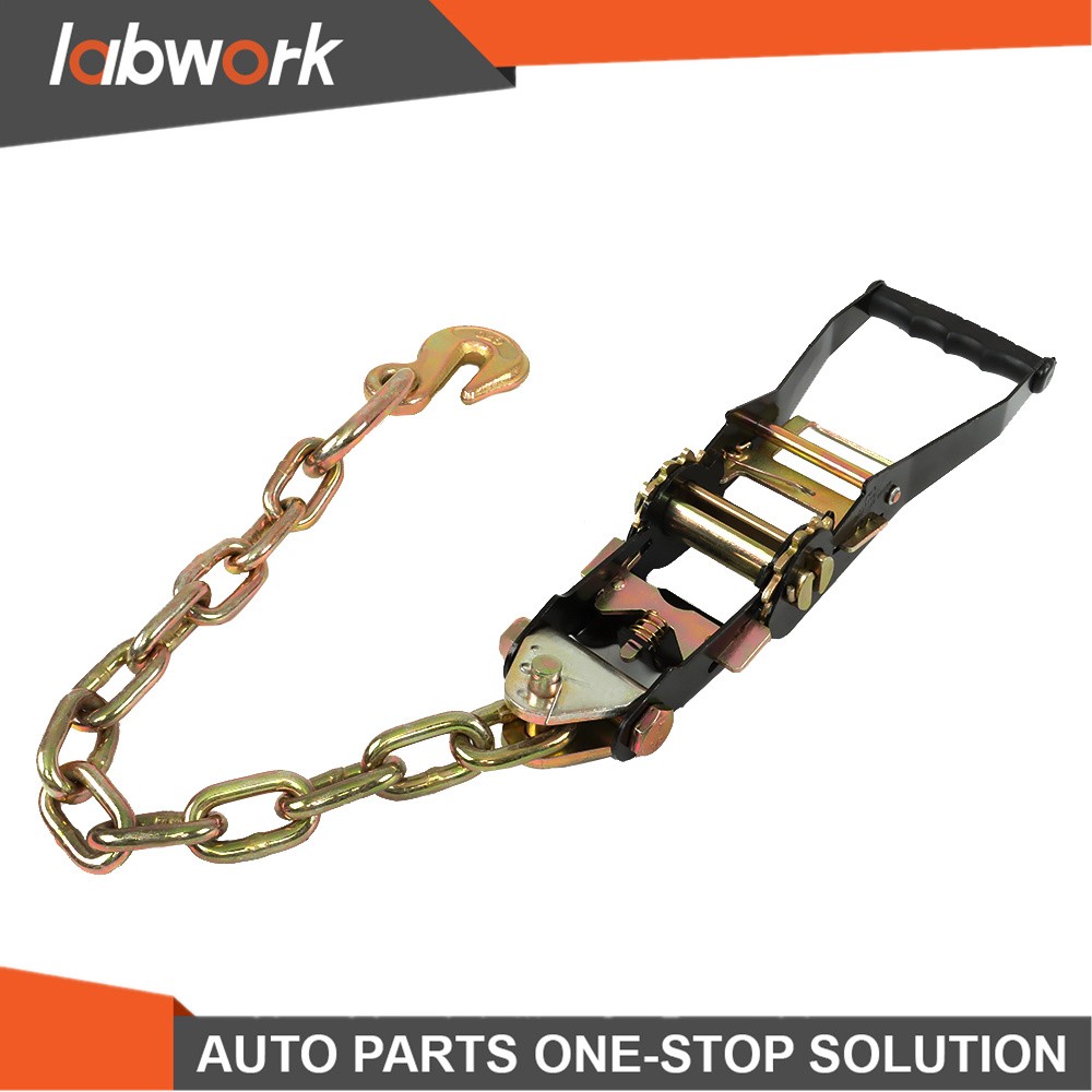Labwork Car Tie Down with Chain Anchors 4 Pack 2 Inch x 96 Inch Silver