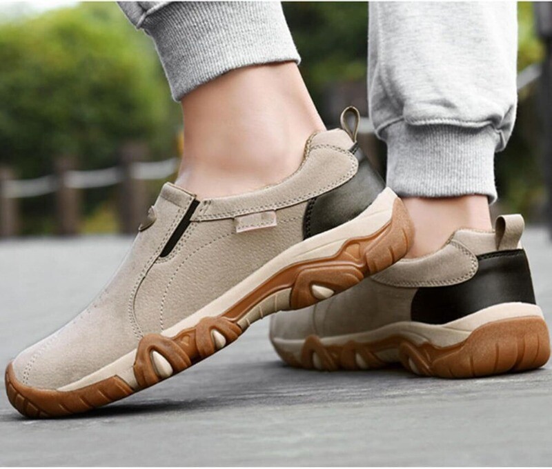 Men's Outdoor Waterproof Hiking Shoes Low Top Orthopedic Sneaker Arch Support