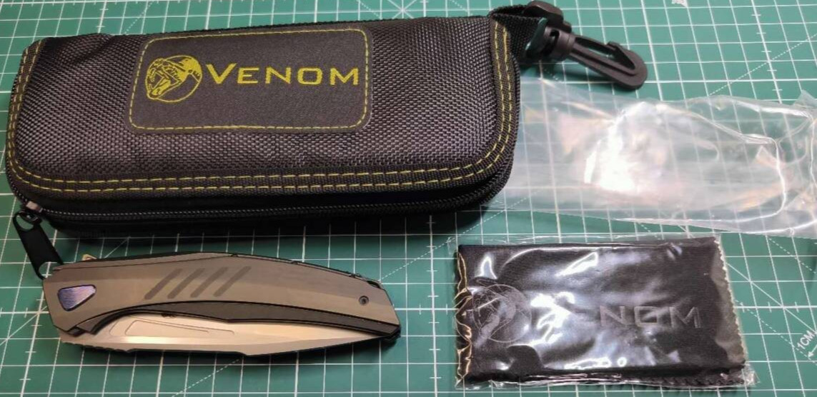 Unused Venom Knives Tomahawk Ti Folding Knife M398 High End Custom Titanium