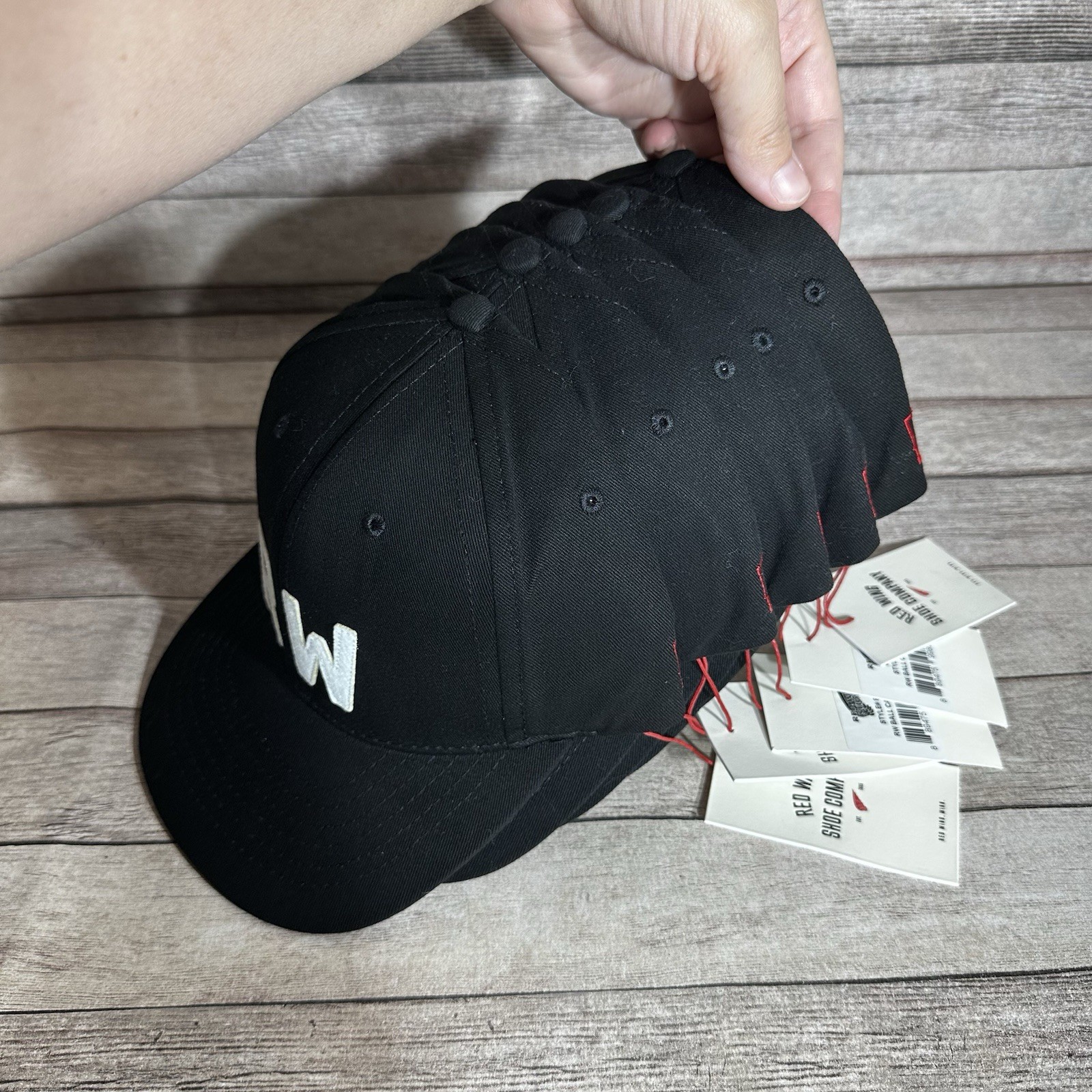 NWT Red Wing Shoes RW Logo Hat Snap Back Cap Men's One Size Black Logo Cap Boots