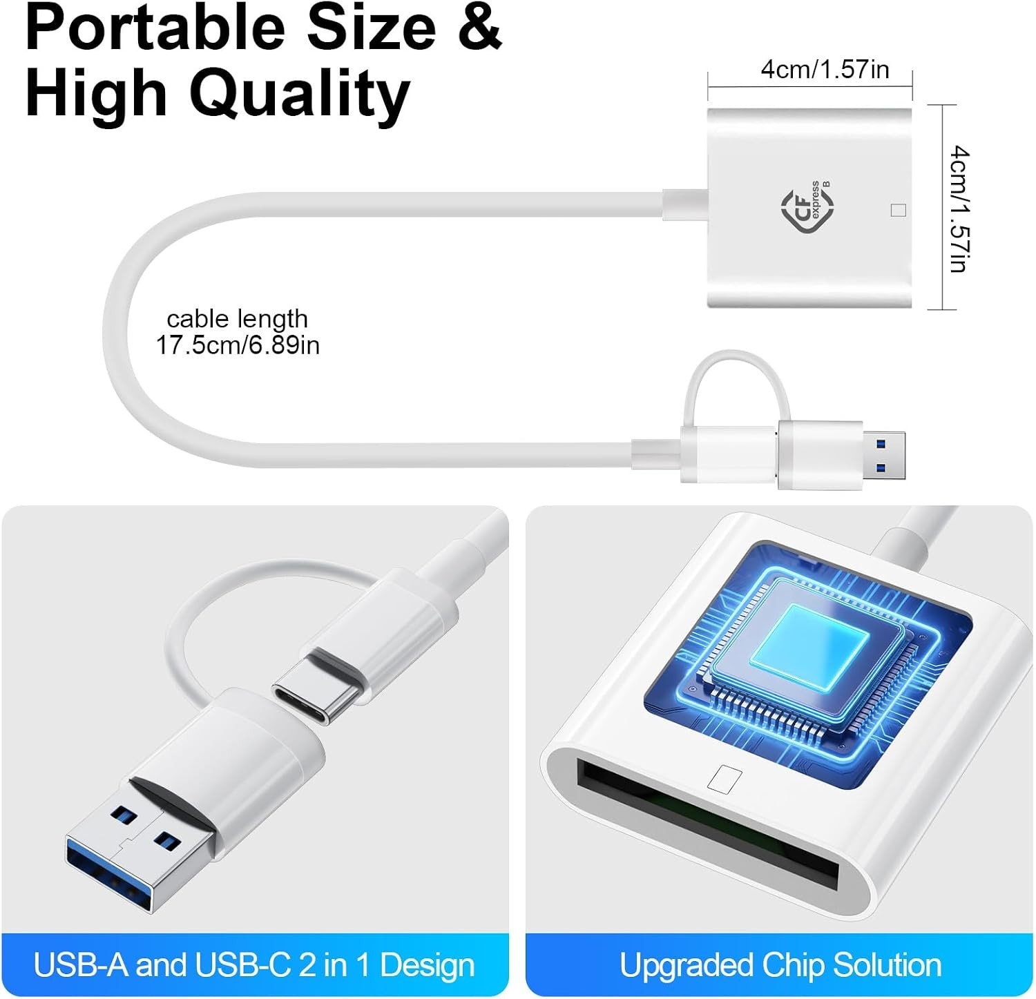 Elegant Dual USB & USB-C CFexpress Type B Reader for Instant Media Transfers