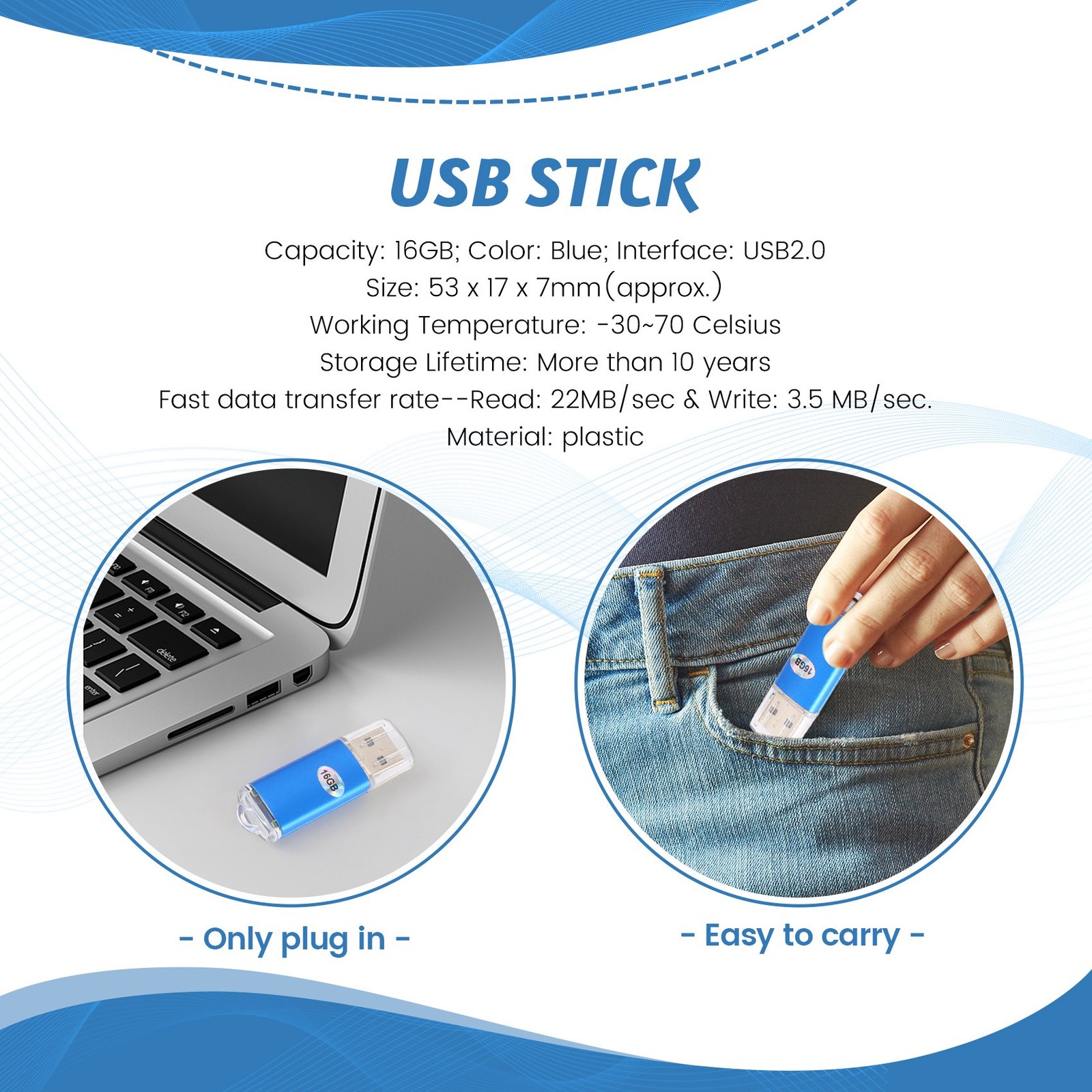 USB Memory Stick Flash Pen Drive U Disk for PC Color: Capacity:16GB V9V5