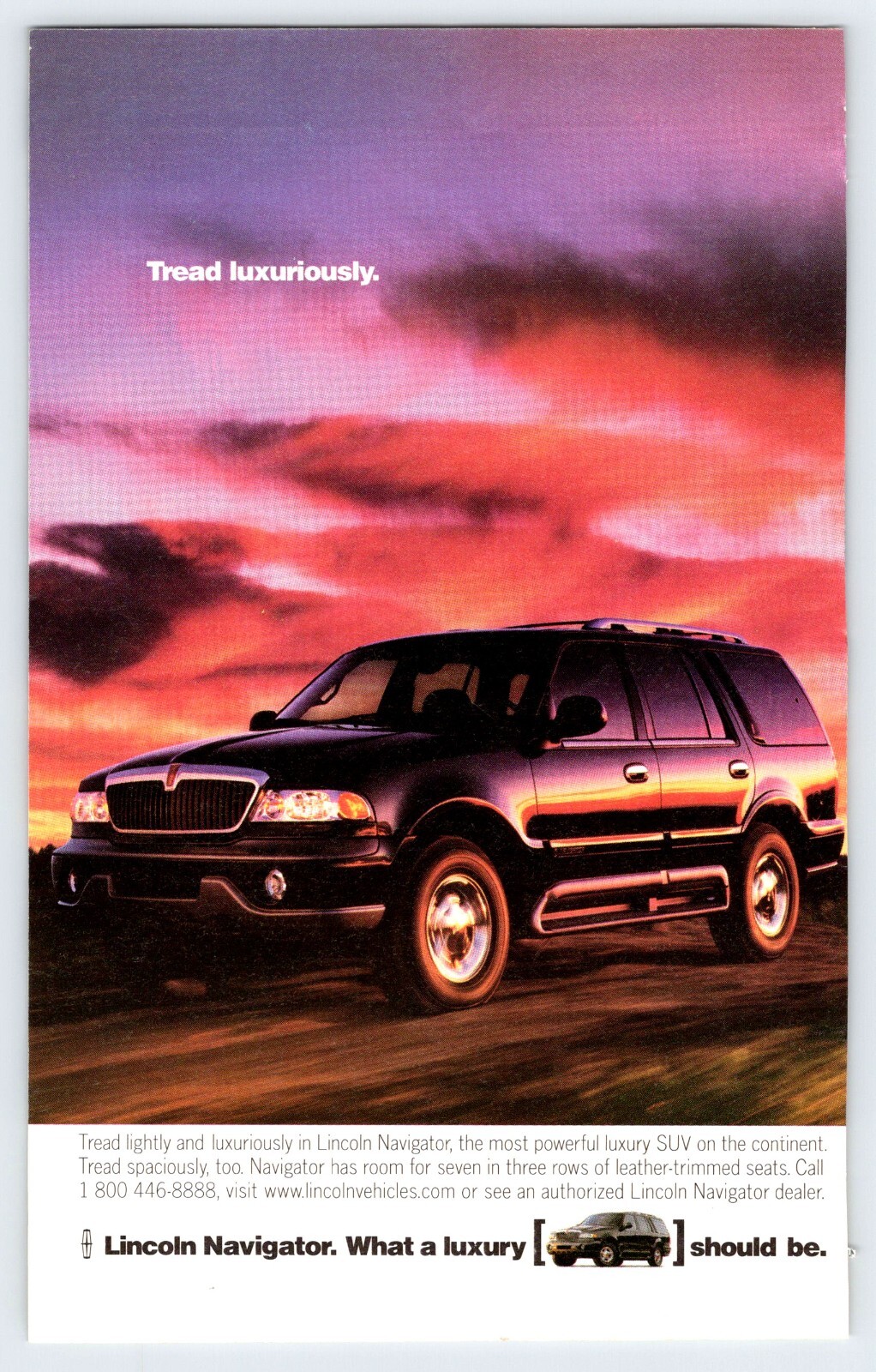 1998 LINCOLN NAVIGATOR SUV Vintage 5.25"X8.5" Magazine Ad 1990's M510