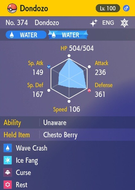 Pokemon Scarlet and Violet 6iv Shiny Max EV Dondozo