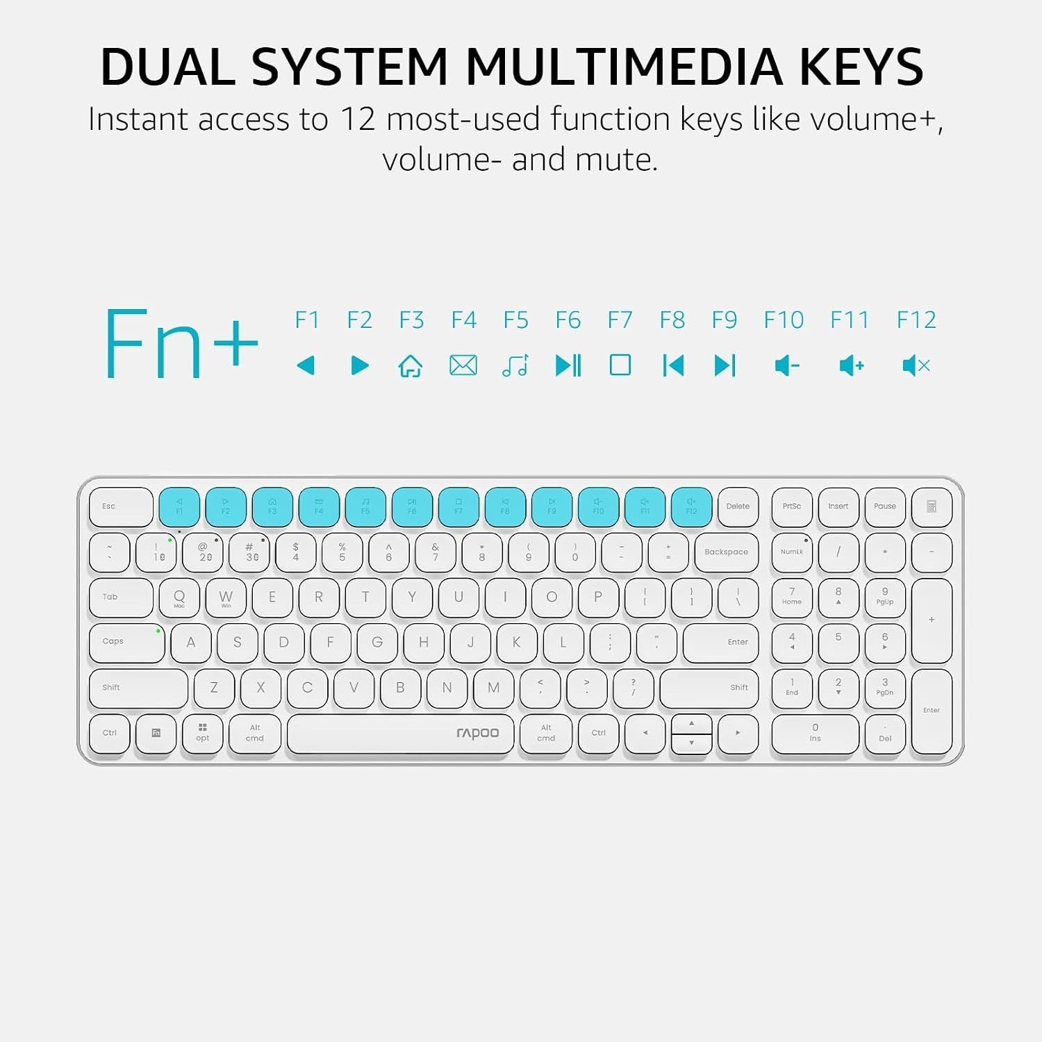 Rapoo E9350L Slim Wireless Keyboard Compatible with Mac Windows PC White
