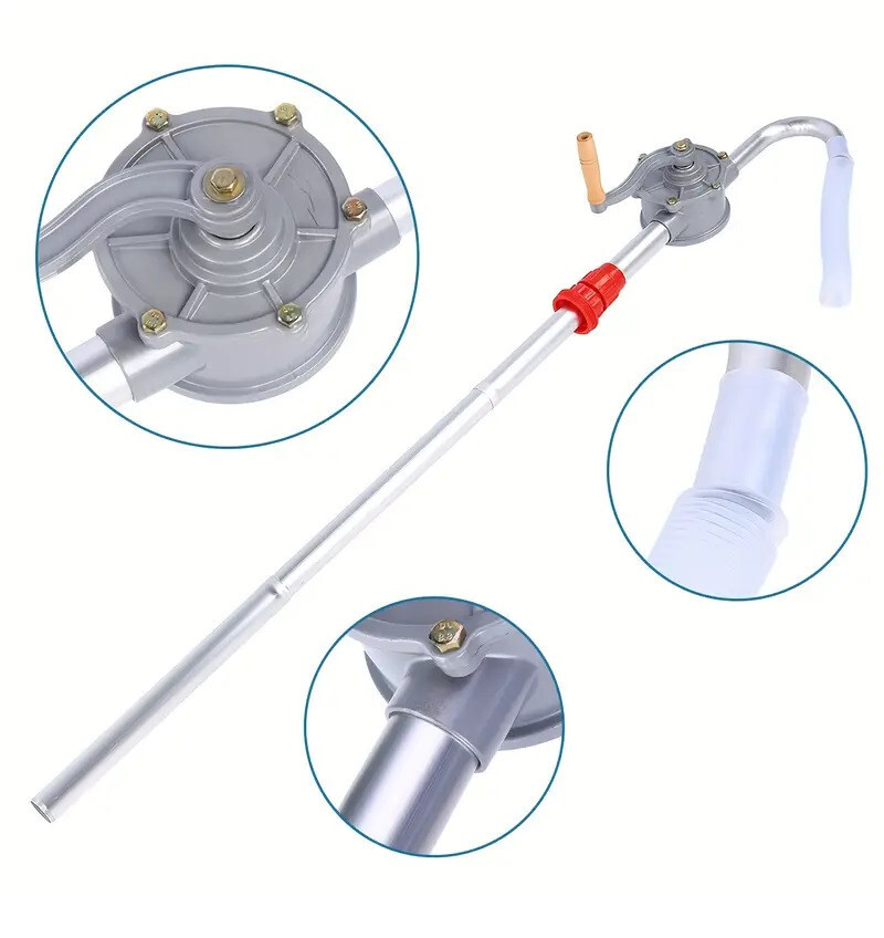 Aluminum Drum ROTARY HAND PUMP Water Cooking oil diesel fuel + more Self Priming