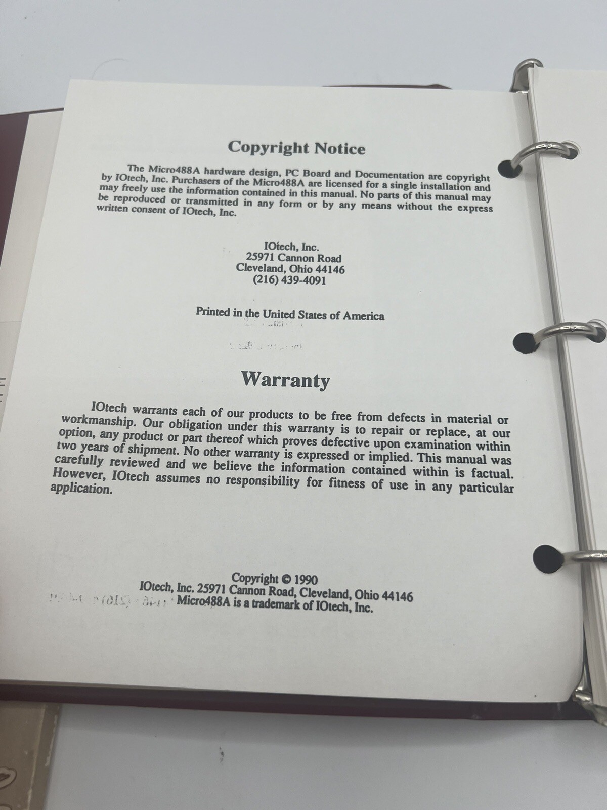 IOtech Micro 488A User’s Manual 1992