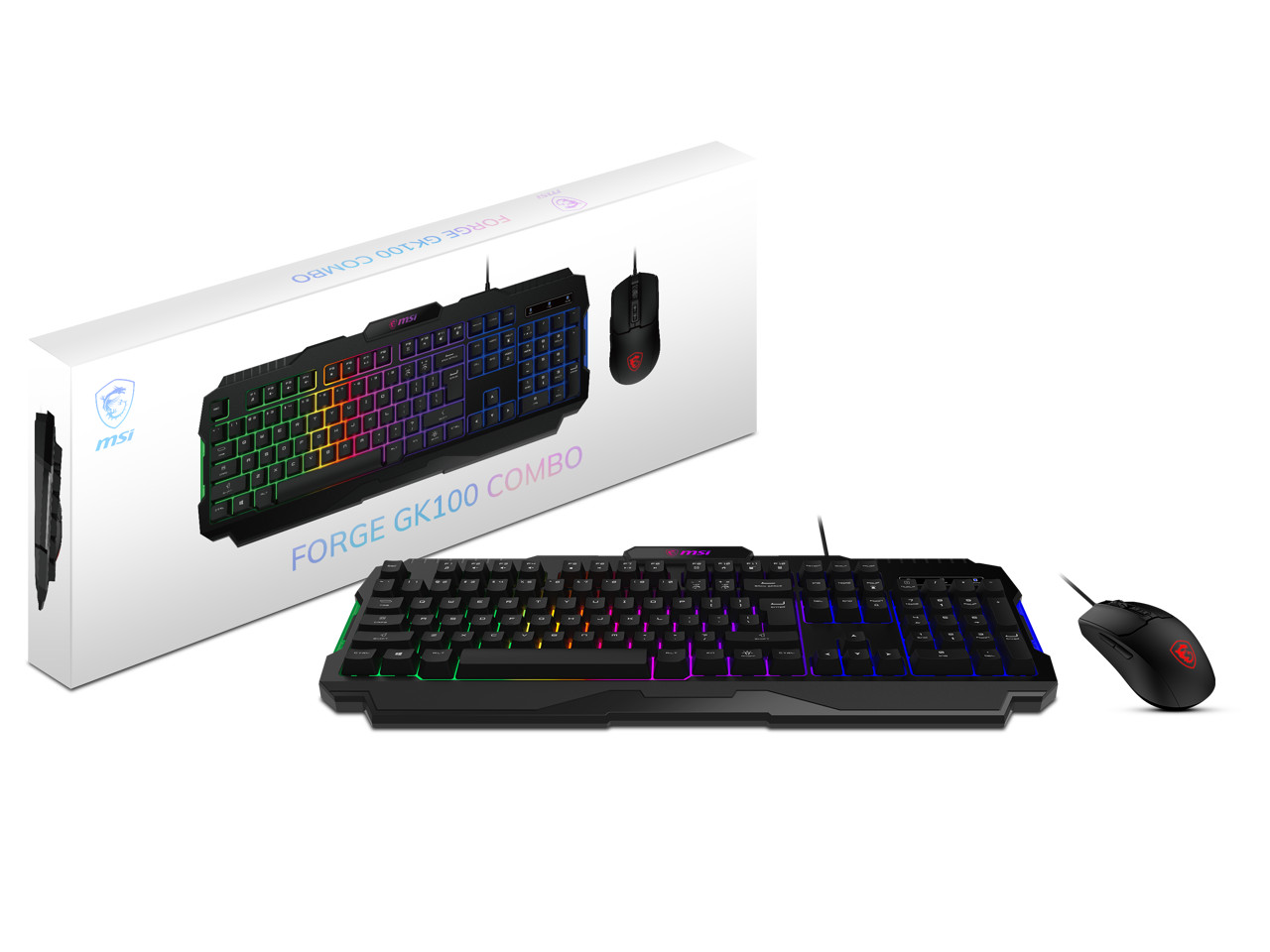 MSI Forge GK100 Combo Gaming RGB Keyboard & Mouse 19-Key Anti-Ghosting, 6-Mod...