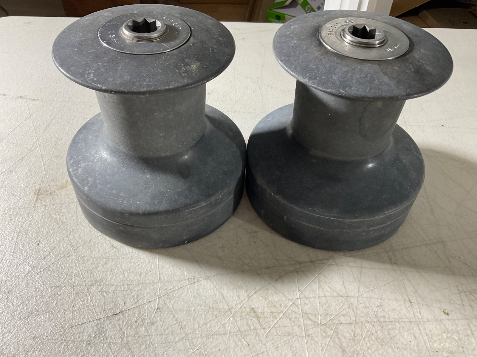 Pair Barient 25 winches. Aluminum. Double speed. Bronze internals. 2 winch hndls